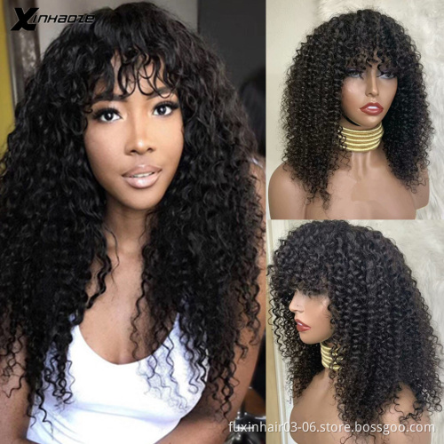 30 Inch Kinky Curly Wigs Lace Front 13X6 Human Hair Deep Curly Human Hair Wigs Full Lace Human Hair Wig with Bangs Loose